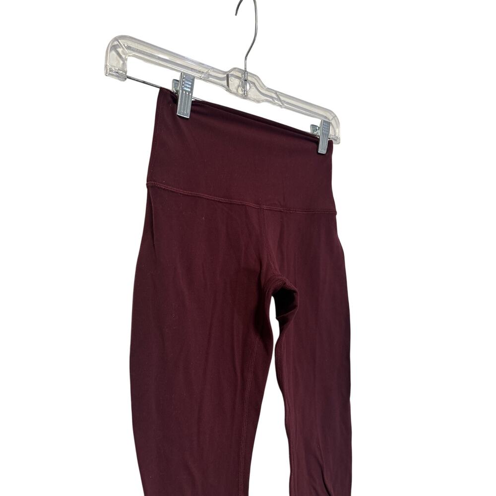 Lululemon Burgundy High-Rise Crop Leggings Size 2 - Picture 3 of 7